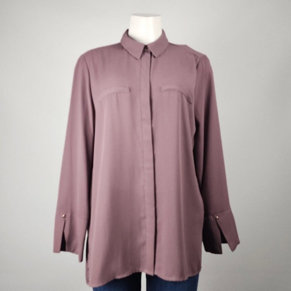 Dynamite Purple  Button Up Blouse - Picture 1 of 7